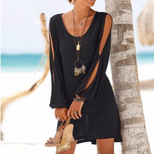Mini robe d'été à manches longues pour femmes